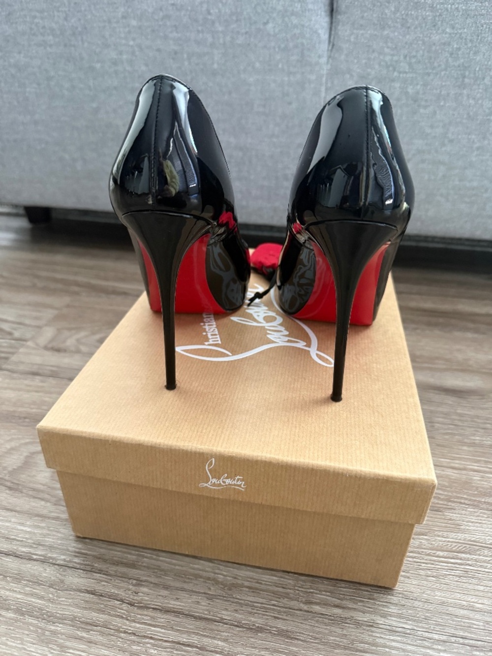 christian louboutin very prive 120 patent leather black heels